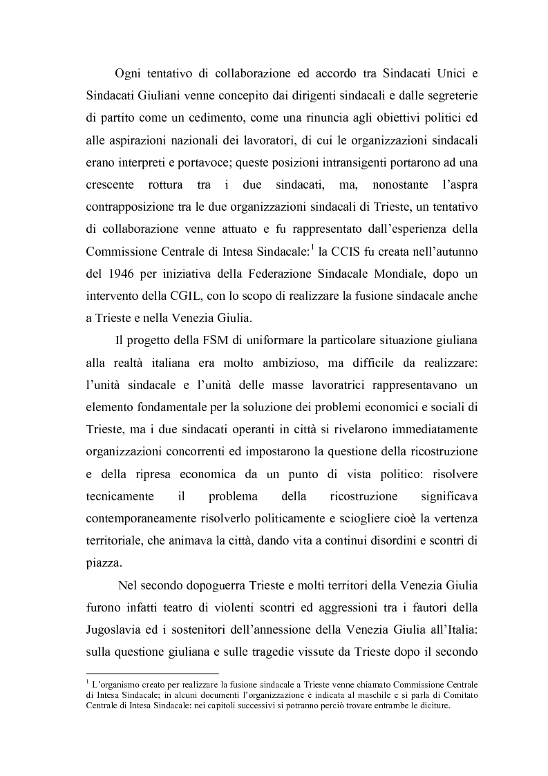 Anteprima della tesi: Il problema dell'unità sindacale a Trieste nell'immediato dopoguerra (1945 - 1947). L'esperienza della Commissione Centrale di Intesa Sindacale., Pagina 8