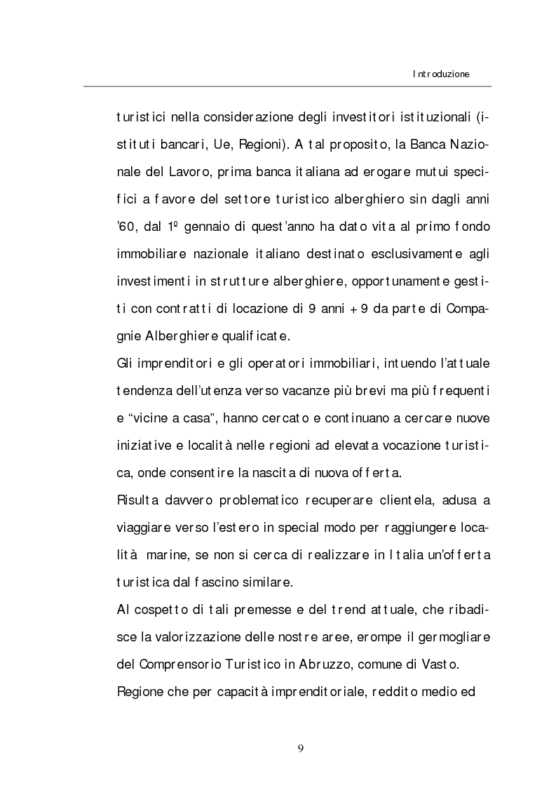 Anteprima della tesi: Il comprensorio turistico marino. Ipotesi di sviluppo di un comprensorio in Italia Centrale – Abruzzo. Confronto con un progetto similare già attuato in Spagna – Costa de Azahar, Pagina 2