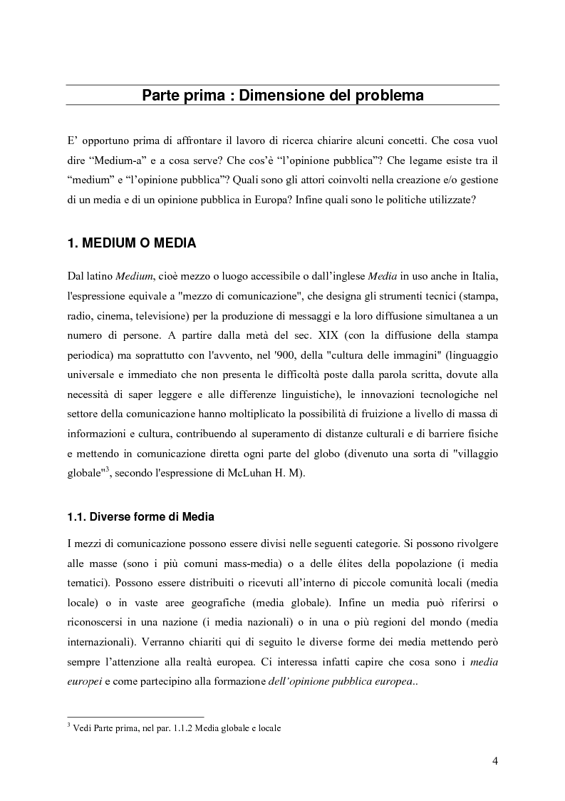 Anteprima della tesi: Un Medium Europeo per un opinione pubblica Europea, Pagina 2