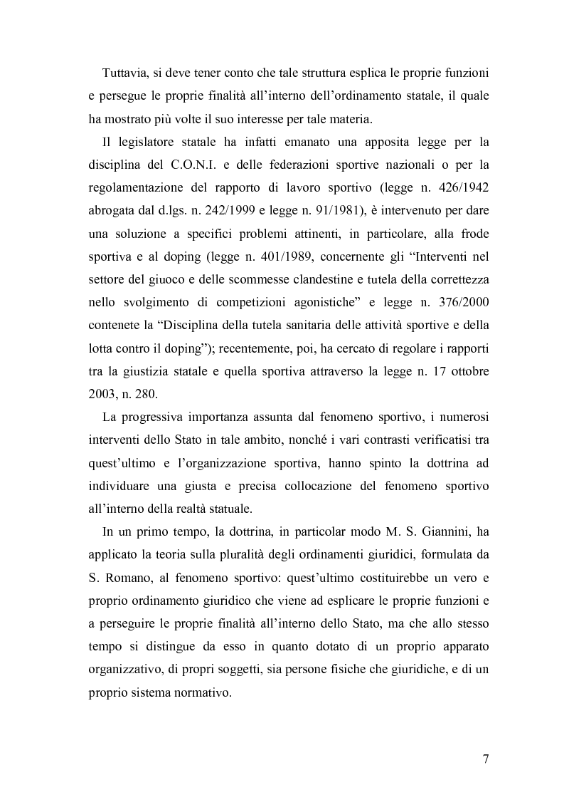 Anteprima della tesi: Il fenomeno sportivo nello Stato italiano tra la teoria pluralistico-ordinamentale e l'impostazione statualistica, Pagina 2