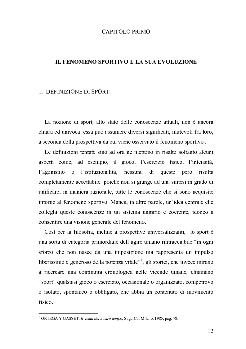 Anteprima della tesi: Il fenomeno sportivo nello Stato italiano tra la teoria pluralistico-ordinamentale e l'impostazione statualistica, Pagina 7