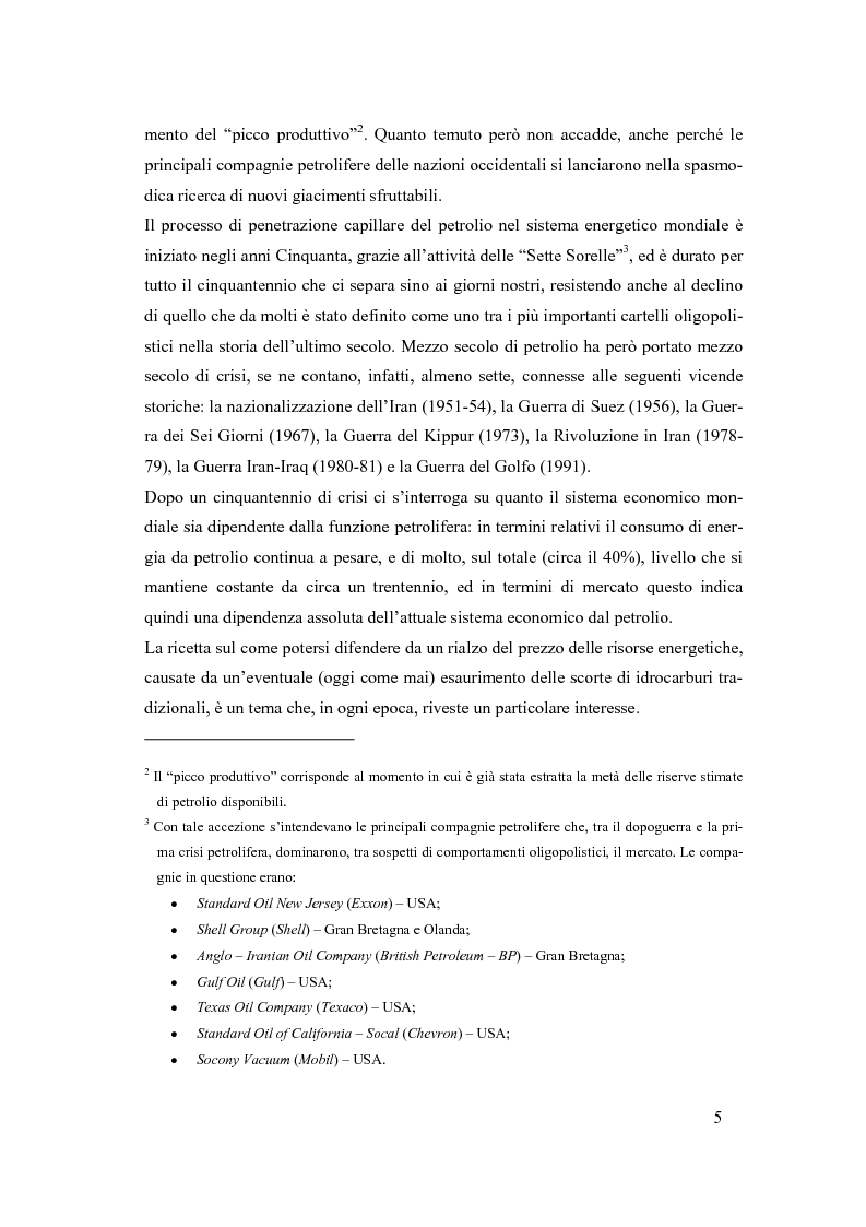 Anteprima della tesi: La crisi nel settore mondiale degli idrocarburi (il ruolo delle repubbliche caspiche nel mercato energetico internazionale), Pagina 5