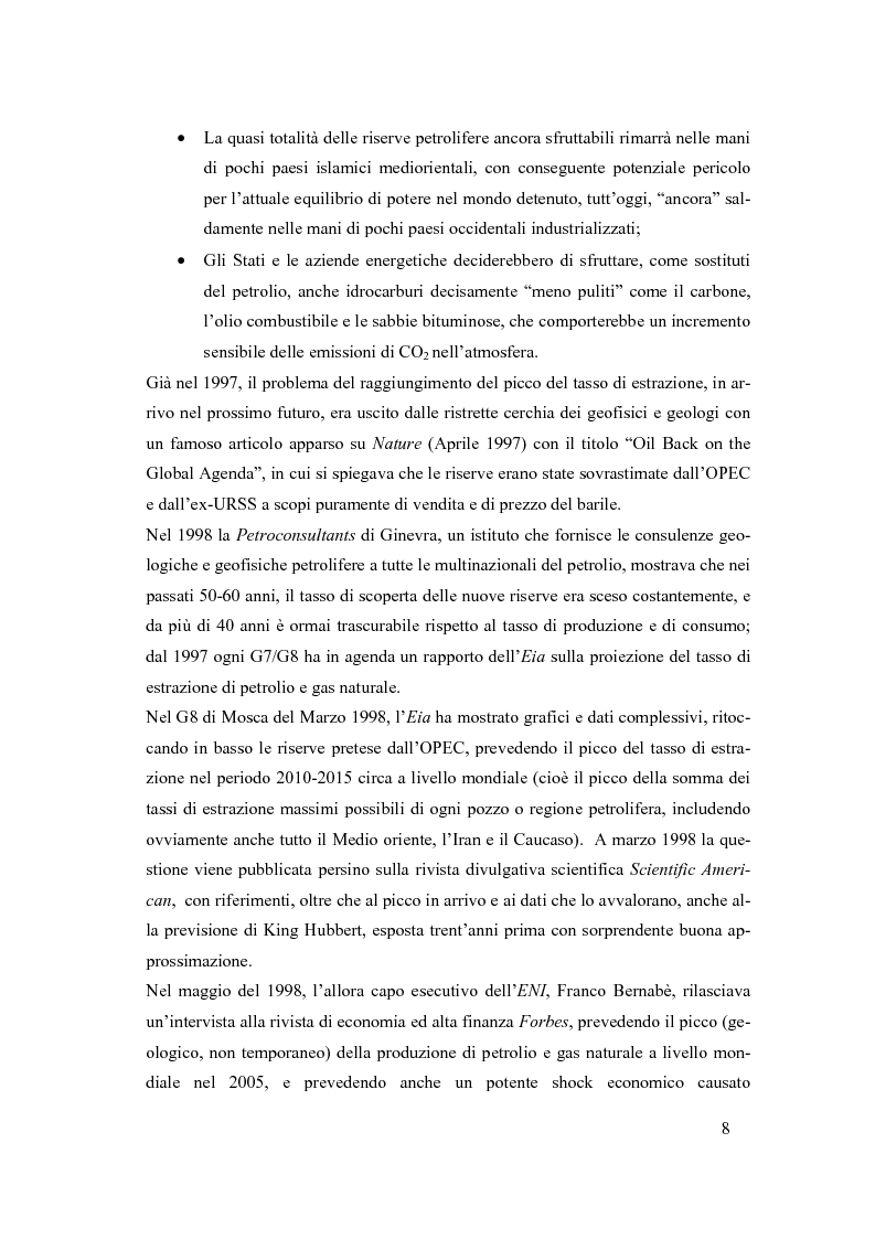 Anteprima della tesi: La crisi nel settore mondiale degli idrocarburi (il ruolo delle repubbliche caspiche nel mercato energetico internazionale), Pagina 8