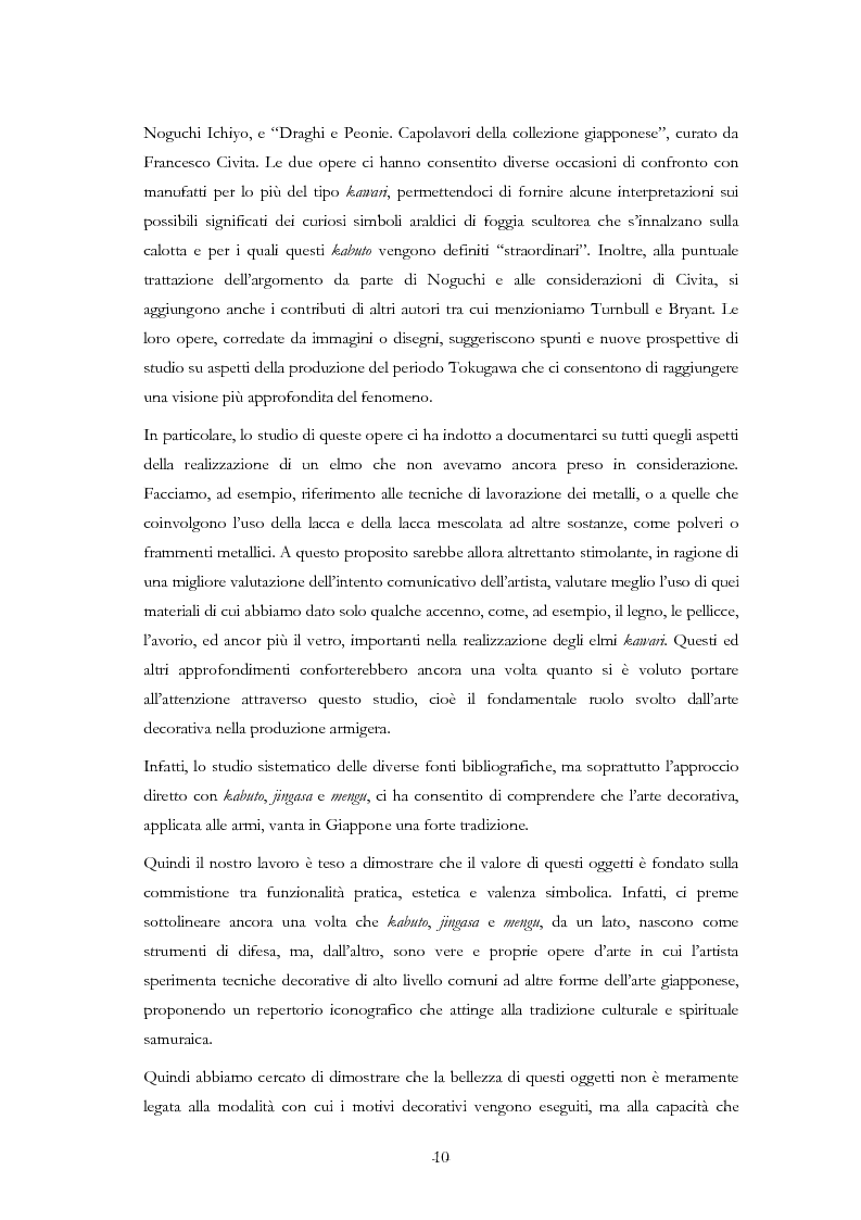 Anteprima della tesi: Kabuto, Jingasa eMengu: evoluzione storica e studio dell'elmo giapponese con speciale riferimento agli esemplari delle civiche raccolte milanesi, Pagina 6