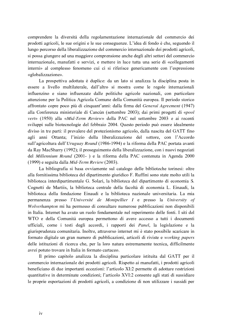 Anteprima della tesi: La disciplina internazionale del commercio dei prodotti agricoli: l'Organizzazione mondiale del commercio e la Comunità europea, Pagina 3