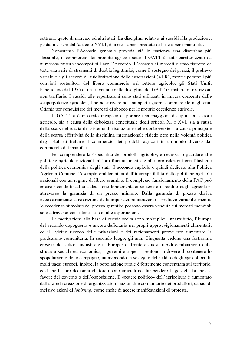 Anteprima della tesi: La disciplina internazionale del commercio dei prodotti agricoli: l'Organizzazione mondiale del commercio e la Comunità europea, Pagina 4