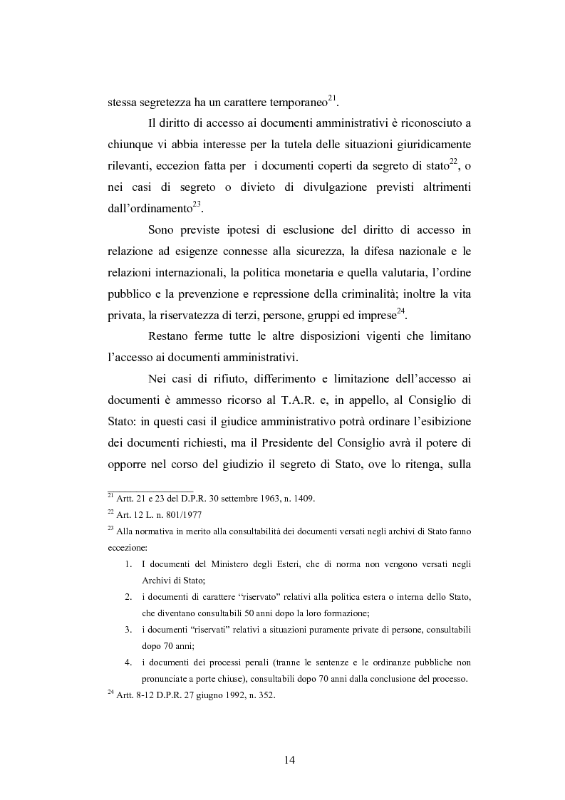 Anteprima della tesi: Il segreto di Stato alla luce dell'evoluzione del diritto all'informazione, Pagina 14