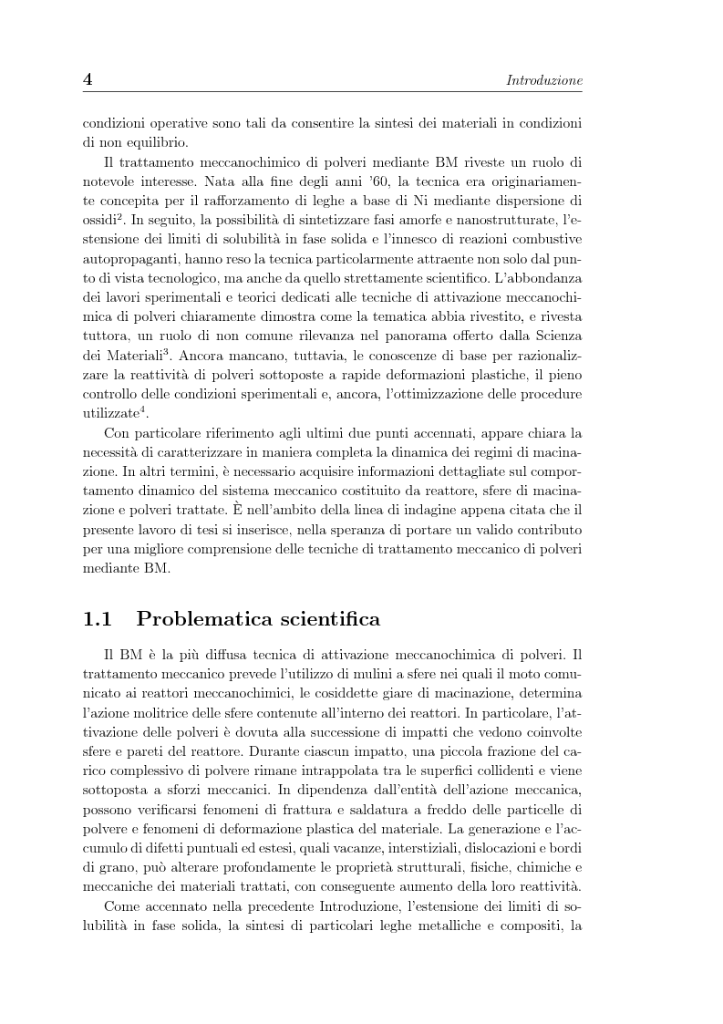 Anteprima della tesi: Non linearita e caos nella dinamica di un gas granulare. Propagazione di reazioni combustive durante l'attivazione meccanochimica., Pagina 4