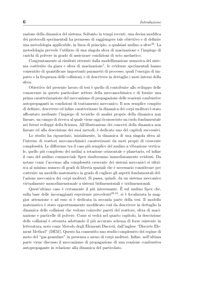 Anteprima della tesi: Non linearita e caos nella dinamica di un gas granulare. Propagazione di reazioni combustive durante l'attivazione meccanochimica., Pagina 6
