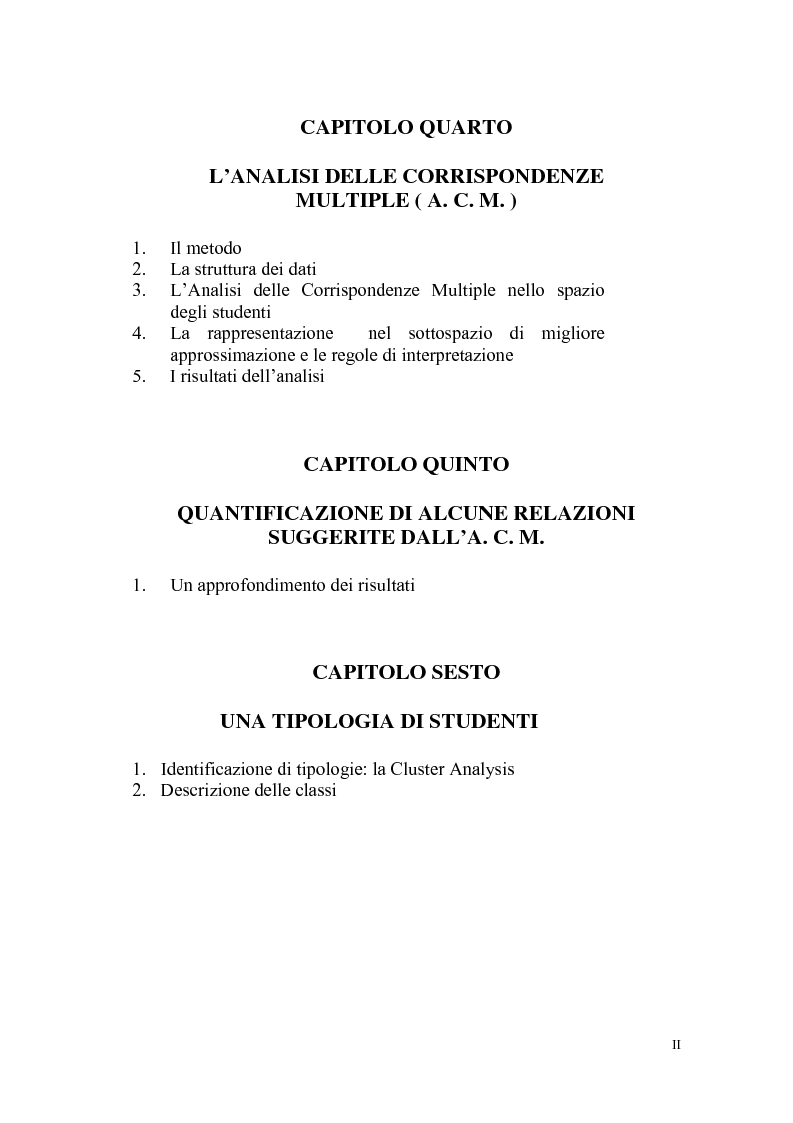 Indice della tesi: Indagine statistica sulla nuova laurea triennale, Pagina 2