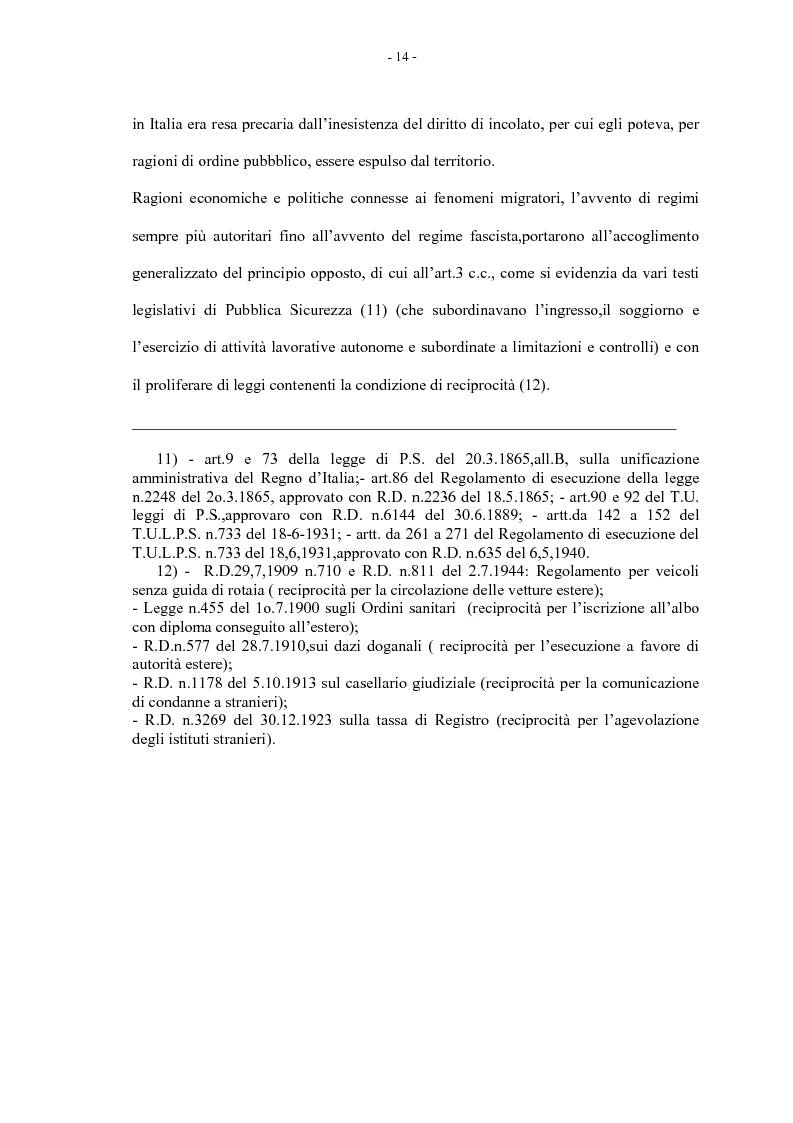 Anteprima della tesi: La condizione giuridica dello straniero nella Costituzione Italiana, Pagina 14