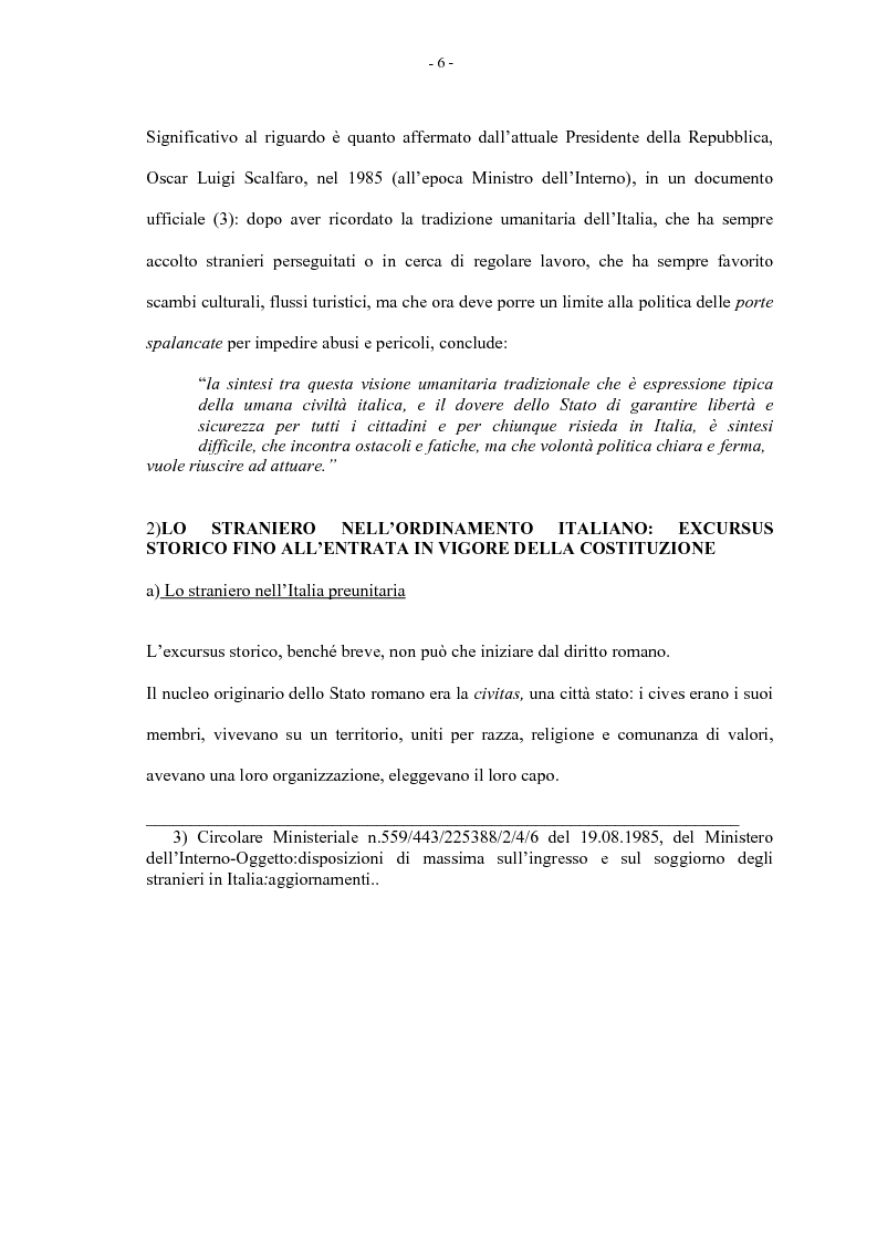 Anteprima della tesi: La condizione giuridica dello straniero nella Costituzione Italiana, Pagina 6