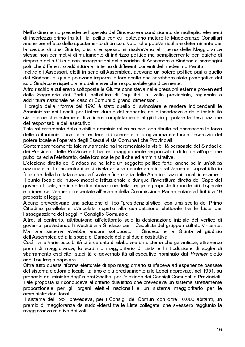 Anteprima della tesi: Le assemblee elettive locali nella transizione italiana. Analisi di un caso, Pagina 14
