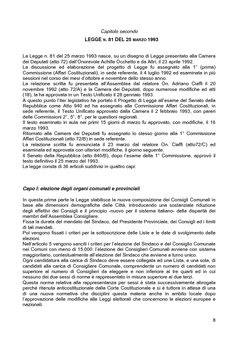 Anteprima della tesi: Le assemblee elettive locali nella transizione italiana. Analisi di un caso, Pagina 6