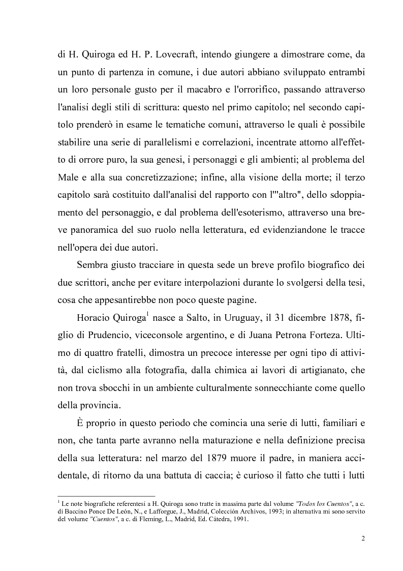 Anteprima della tesi: Due ''filosofie'' dell'orrore: Horacio Quiroga e Howard Phillips Lovecraft, Pagina 2