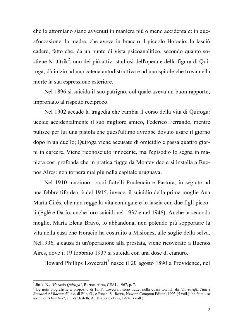 Anteprima della tesi: Due ''filosofie'' dell'orrore: Horacio Quiroga e Howard Phillips Lovecraft, Pagina 3