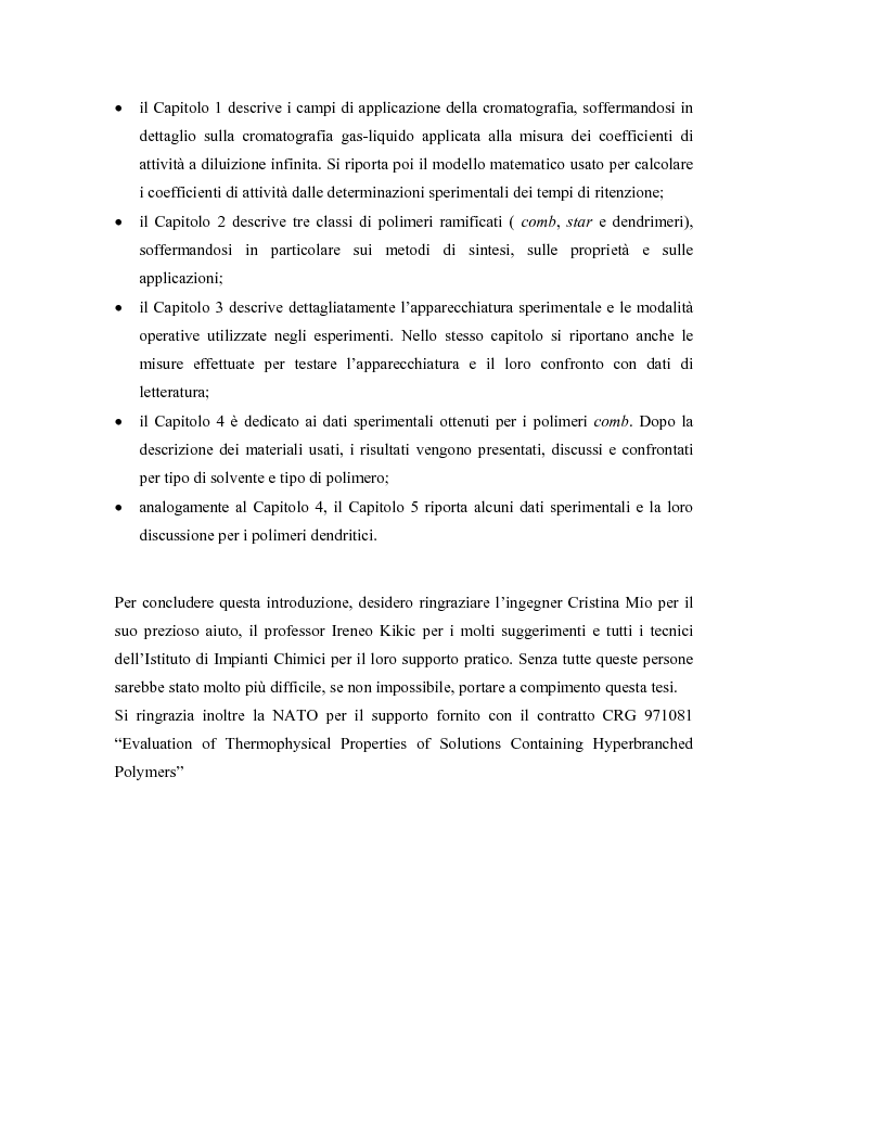 Anteprima della tesi: Misura di coefficienti di attività a diluizione infinita di solventi in polimeri ramificati, Pagina 2