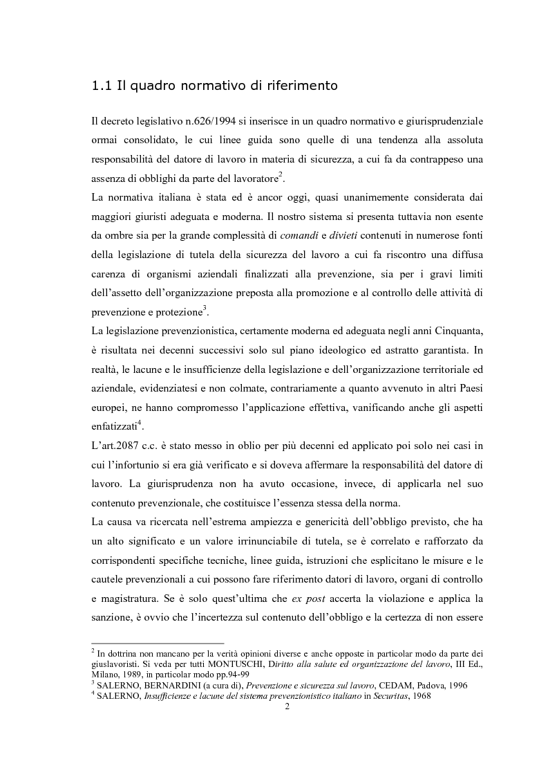 Anteprima della tesi: Gli obblighi del d.lgs 626/94: i soggetti innovativi, Pagina 5