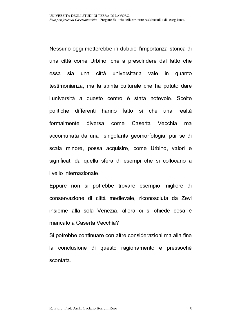 Anteprima della tesi: Università degli studi di Terra di Lavoro. Polo periferico di Casertavecchia: Progetto edilizio delle strutture residenziali, di accoglienza. Progetto di una biblioteca e di un aula informatica., Pagina 3