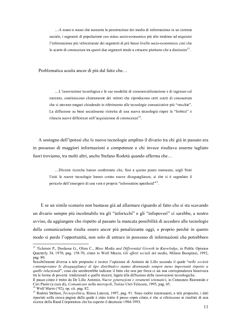 Anteprima della tesi: Nuove tecnologie e nuovi diritti. Democrazia, servizi, tutela degli spazi pubblici ai tempi di internet, Pagina 11