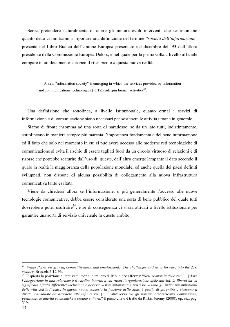 Anteprima della tesi: Nuove tecnologie e nuovi diritti. Democrazia, servizi, tutela degli spazi pubblici ai tempi di internet, Pagina 14