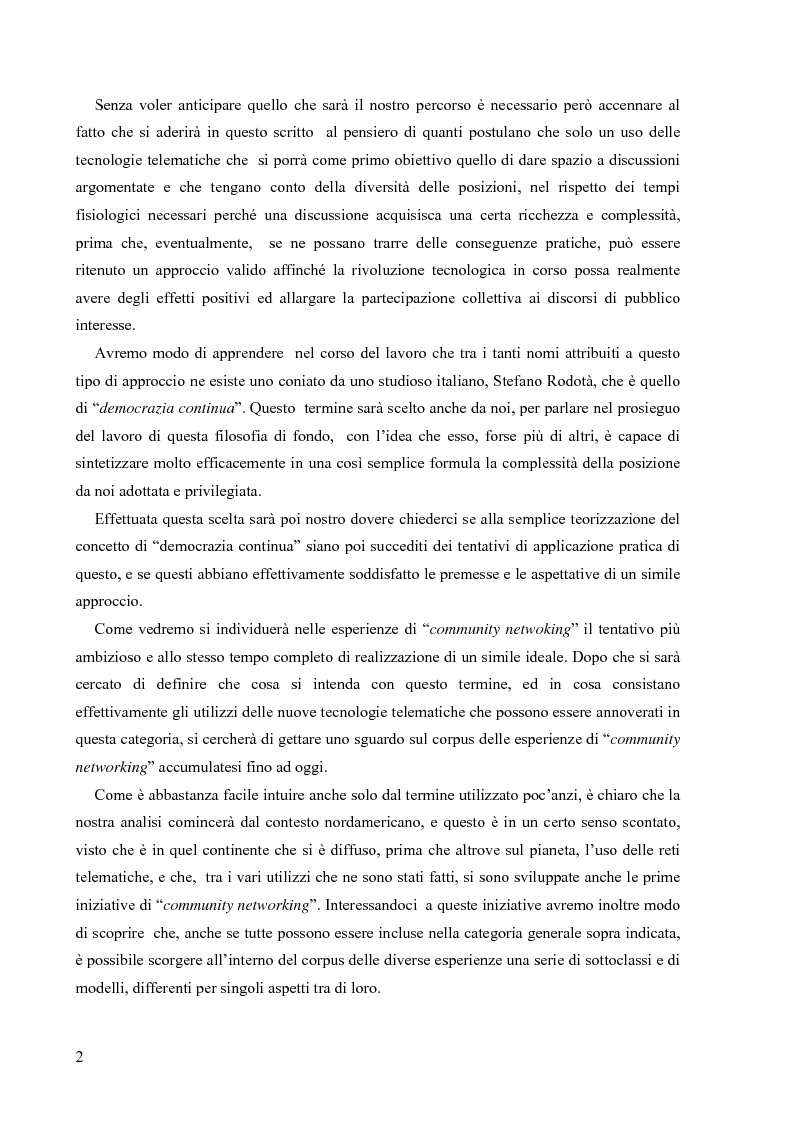 Anteprima della tesi: Nuove tecnologie e nuovi diritti. Democrazia, servizi, tutela degli spazi pubblici ai tempi di internet, Pagina 2