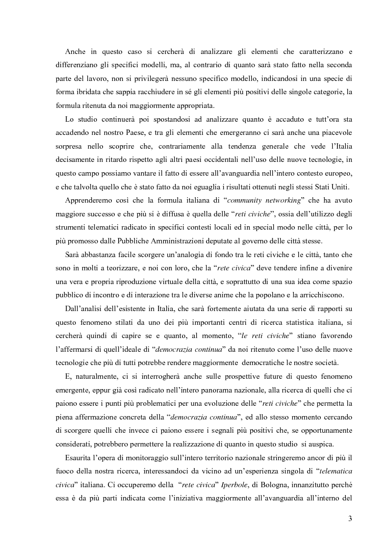 Anteprima della tesi: Nuove tecnologie e nuovi diritti. Democrazia, servizi, tutela degli spazi pubblici ai tempi di internet, Pagina 3