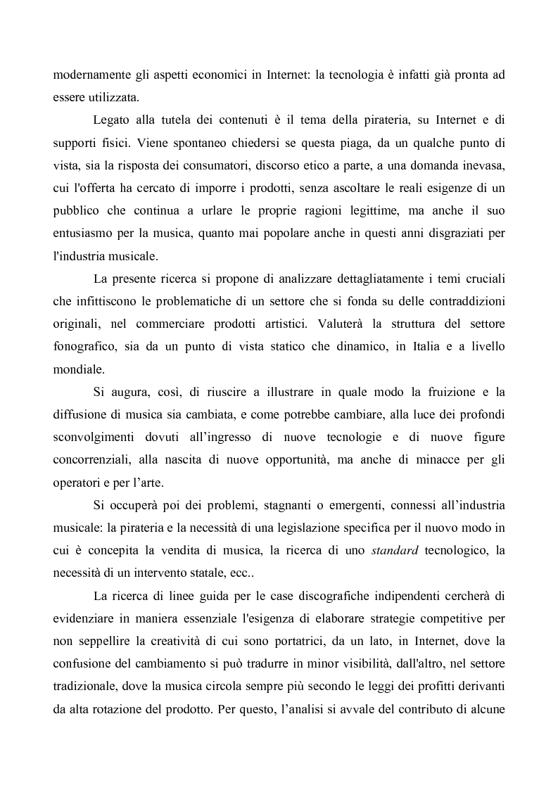 Anteprima della tesi: Crisi e cambiamenti nel settore fonografico. Impatto su fruitori e distributori di musica, Pagina 4