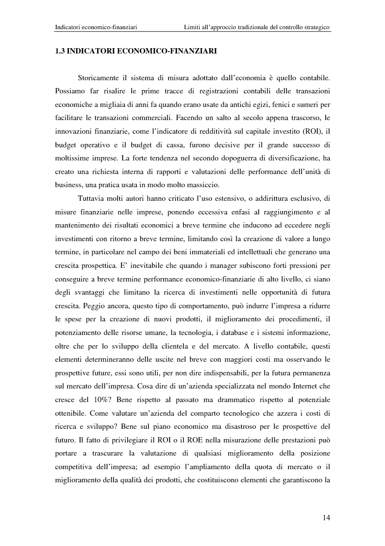 Anteprima della tesi: Dalla strategia ai comportamenti: la Balanced Scorecard come sistema di valutazione delle prestazioni, Pagina 14