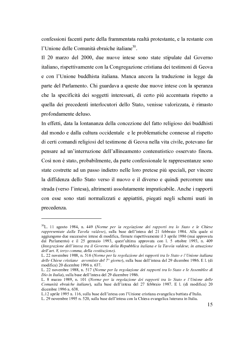 Anteprima della tesi: La posizione delle confessioni religiose all'interno del procedimento di intesa, Pagina 15