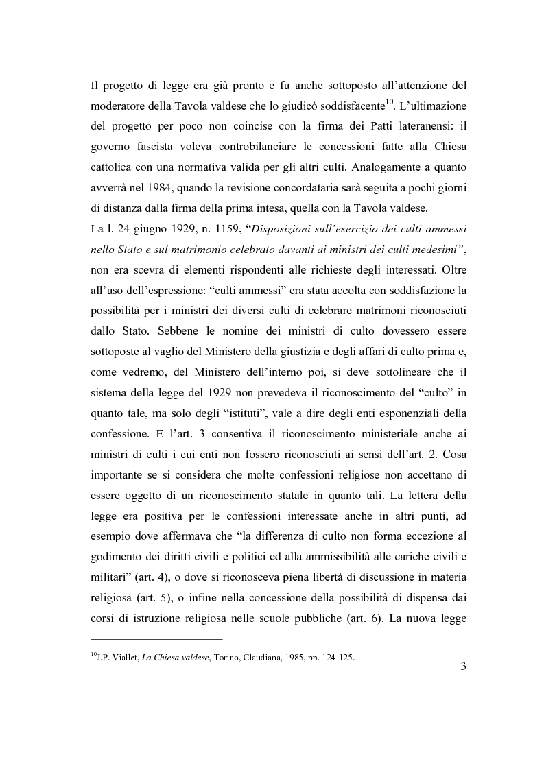 Anteprima della tesi: La posizione delle confessioni religiose all'interno del procedimento di intesa, Pagina 3