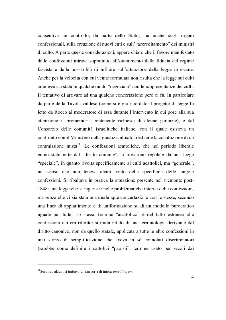 Anteprima della tesi: La posizione delle confessioni religiose all'interno del procedimento di intesa, Pagina 4