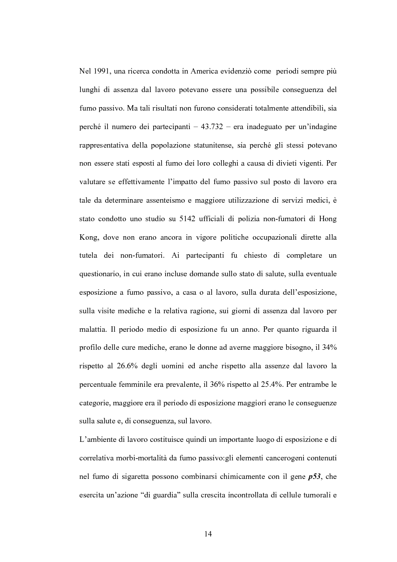 Anteprima della tesi: Fumo passivo e ambiente di lavoro: quadro medico, normativo e orientamenti giurisprudenziali, Pagina 14