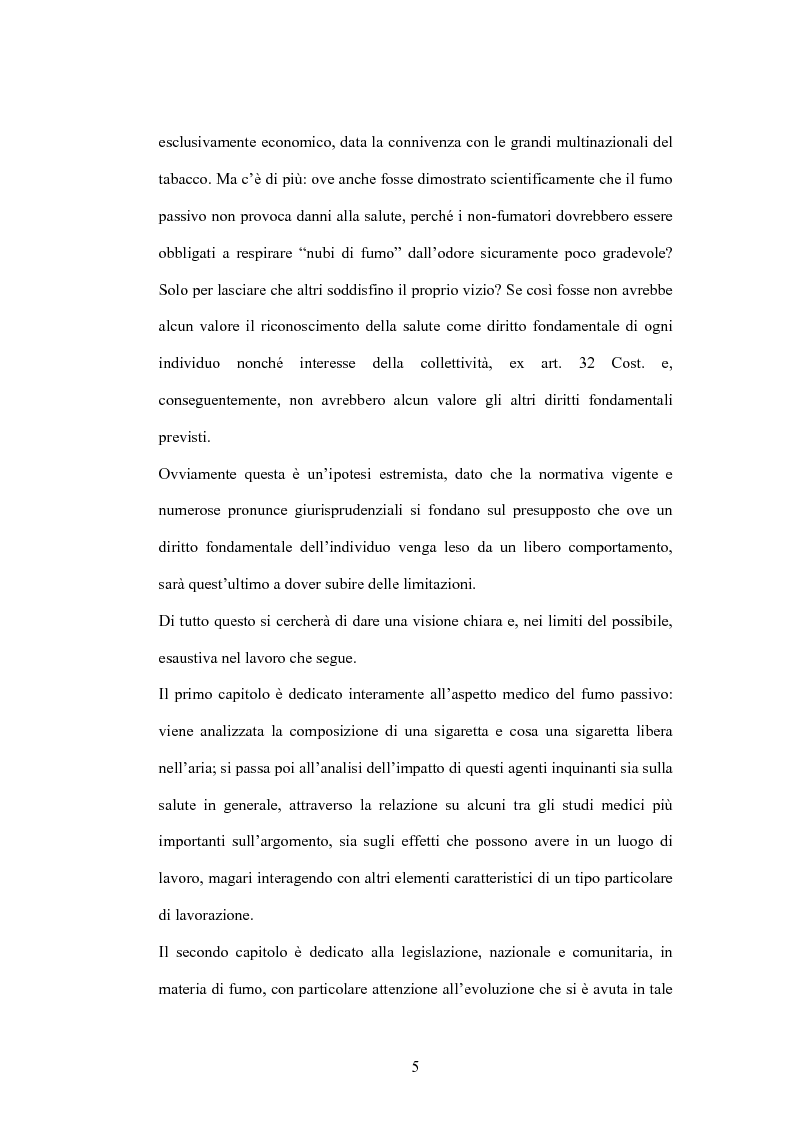 Anteprima della tesi: Fumo passivo e ambiente di lavoro: quadro medico, normativo e orientamenti giurisprudenziali, Pagina 5