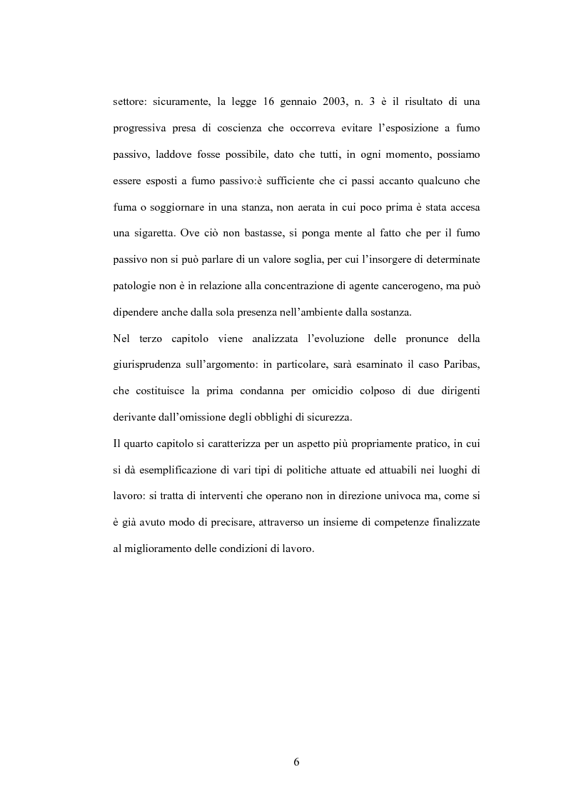Anteprima della tesi: Fumo passivo e ambiente di lavoro: quadro medico, normativo e orientamenti giurisprudenziali, Pagina 6