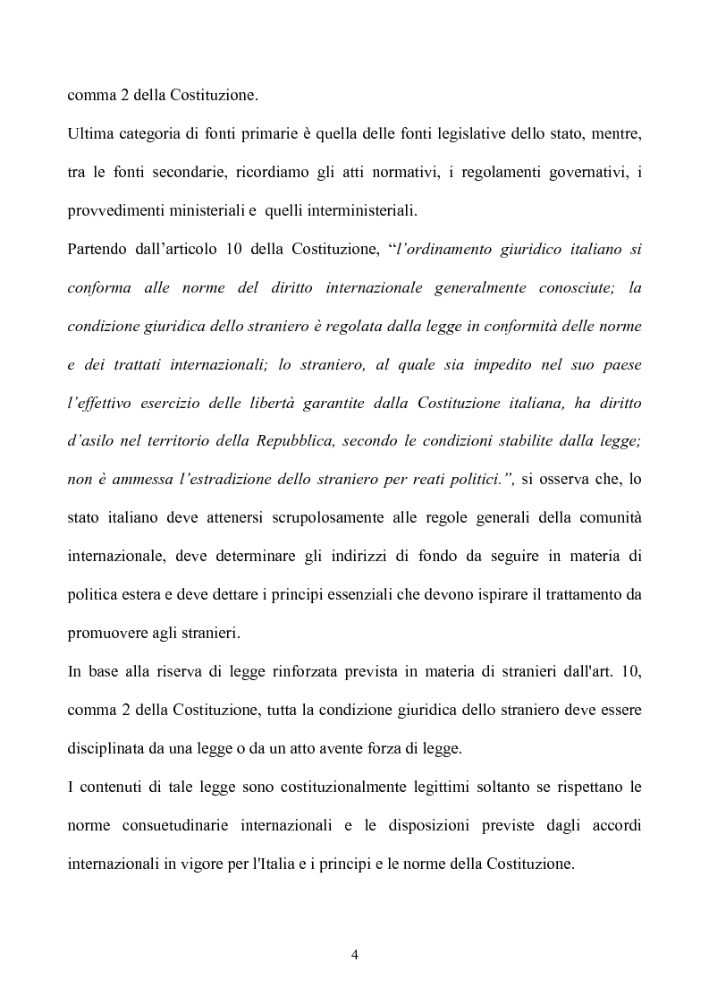Anteprima della tesi: La condizione giuridica dello straniero nell'ordinamento italiano, Pagina 4