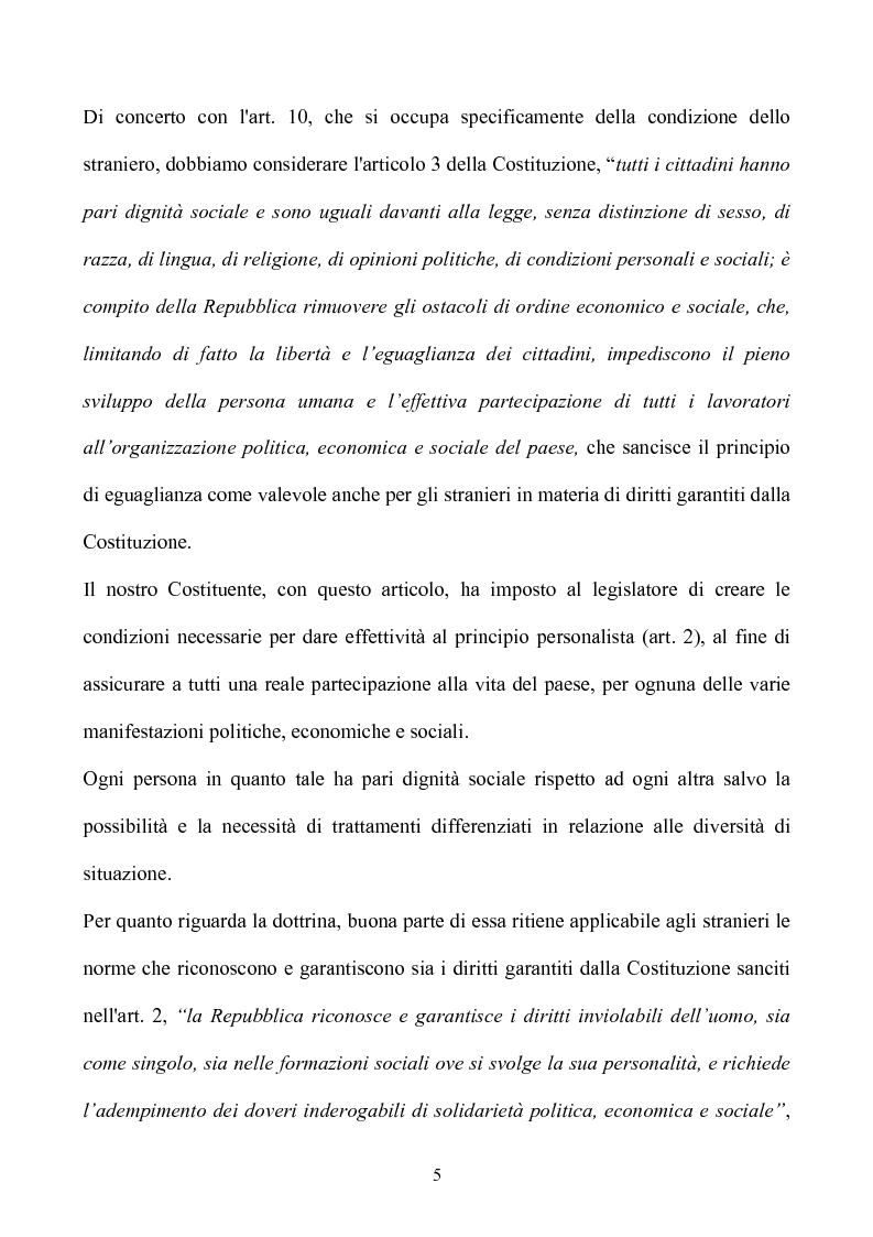 Anteprima della tesi: La condizione giuridica dello straniero nell'ordinamento italiano, Pagina 5