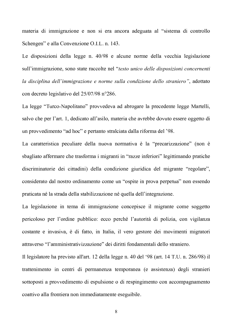 Anteprima della tesi: La condizione giuridica dello straniero nell'ordinamento italiano, Pagina 8