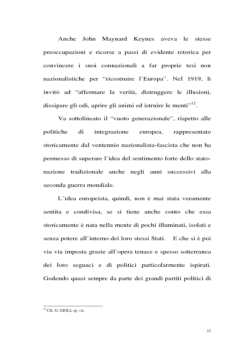 Anteprima della tesi: Gli italiani e l'euro. Usi simbolici della politica e clima d'opinione per l'introduzione della moneta unica europea., Pagina 11