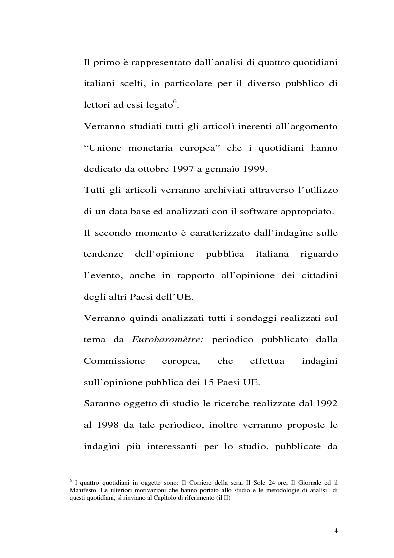Anteprima della tesi: Gli italiani e l'euro. Usi simbolici della politica e clima d'opinione per l'introduzione della moneta unica europea., Pagina 4