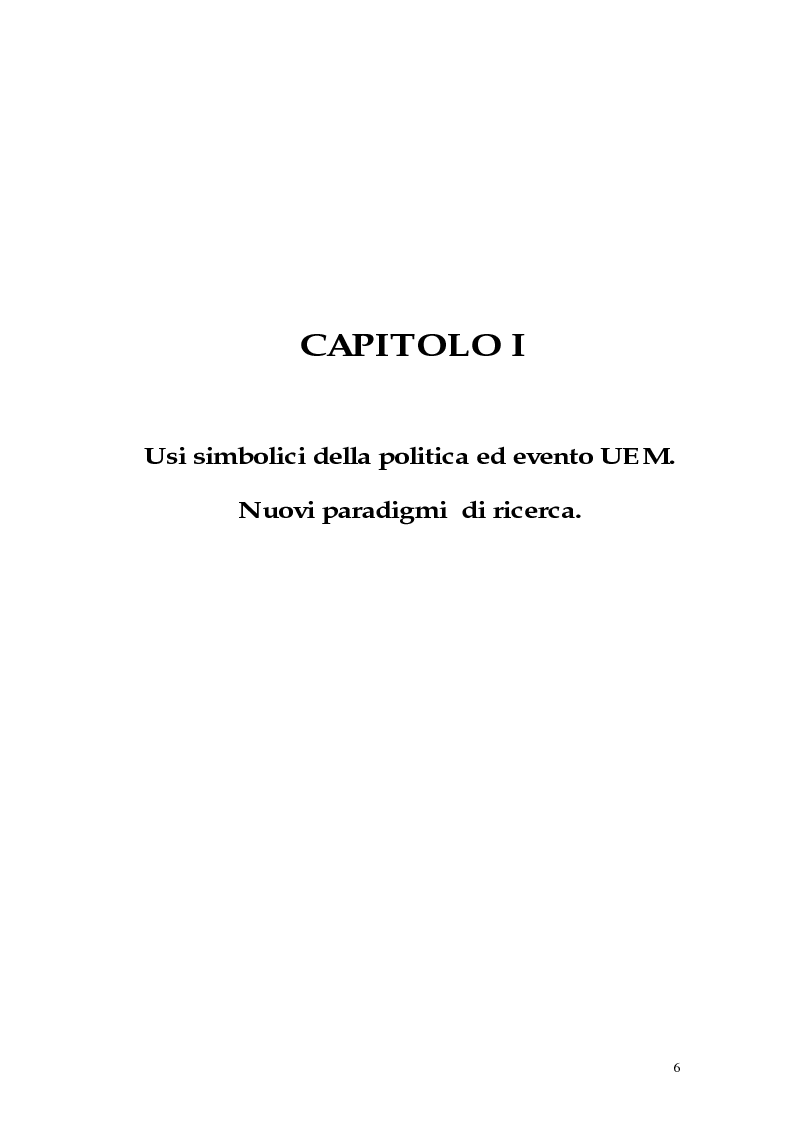 Anteprima della tesi: Gli italiani e l'euro. Usi simbolici della politica e clima d'opinione per l'introduzione della moneta unica europea., Pagina 6