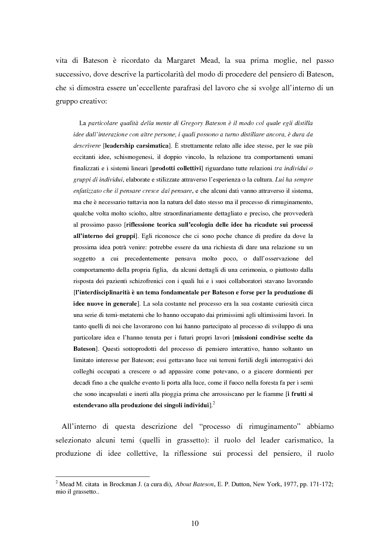 Anteprima della tesi: Forme amorfe in un campo vitale: i gruppi creativi nella vita e nel pensiero di Gregory Bateson, Pagina 2