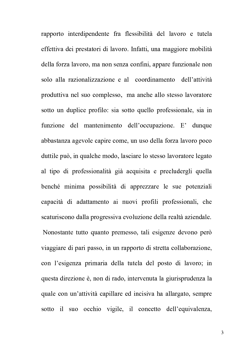 Anteprima della tesi: Orientamenti giurisprudenziali e dottrinali sull'art. 2103 del c.c. in tema di mansioni del lavoratore, Pagina 3