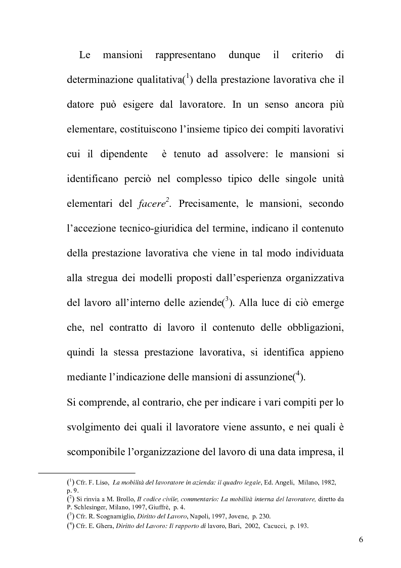 Anteprima della tesi: Orientamenti giurisprudenziali e dottrinali sull'art. 2103 del c.c. in tema di mansioni del lavoratore, Pagina 6