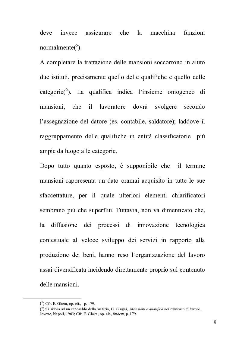 Anteprima della tesi: Orientamenti giurisprudenziali e dottrinali sull'art. 2103 del c.c. in tema di mansioni del lavoratore, Pagina 8