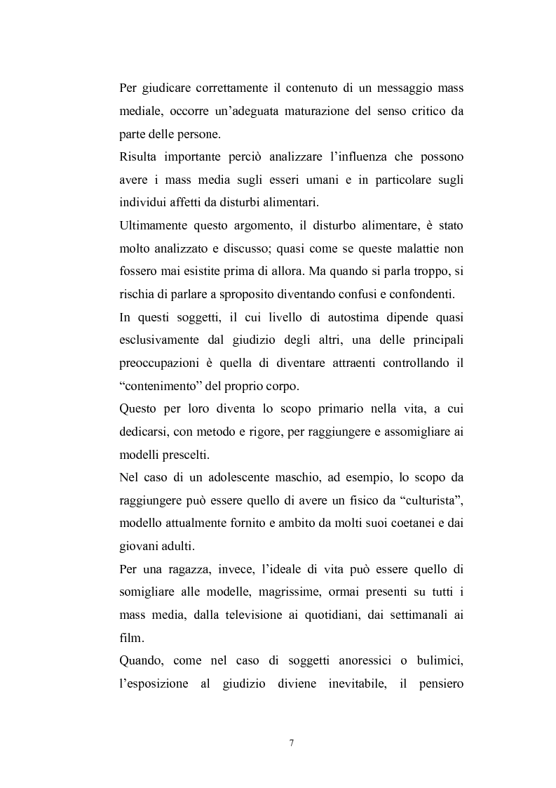 Anteprima della tesi: L'influenza dei mass media nella genesi dei disordini alimentari: anoressia e bulimia, Pagina 2