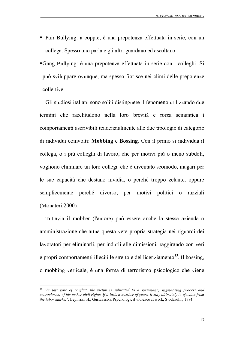 Anteprima della tesi: Il mobbing nei rapporti di lavoro, Pagina 13