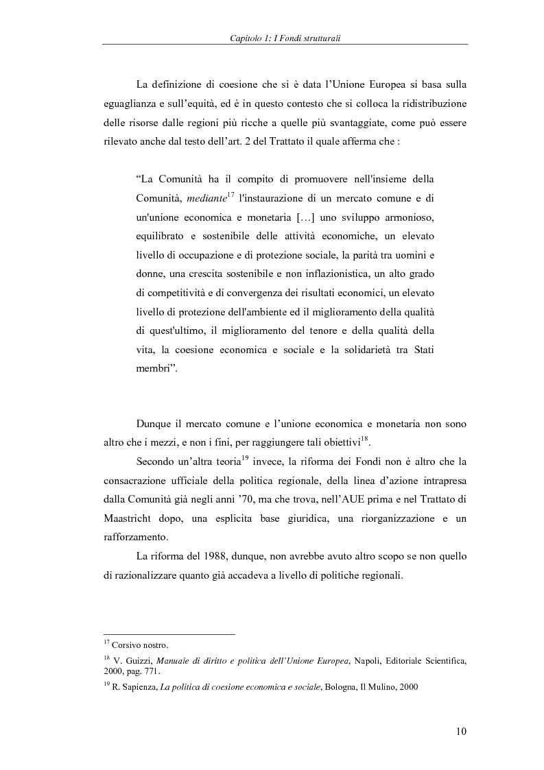 Anteprima della tesi: I Fondi strutturali: norme e procedure di utilizzo con particolare riferimento alla Regione Sardegna, Pagina 10