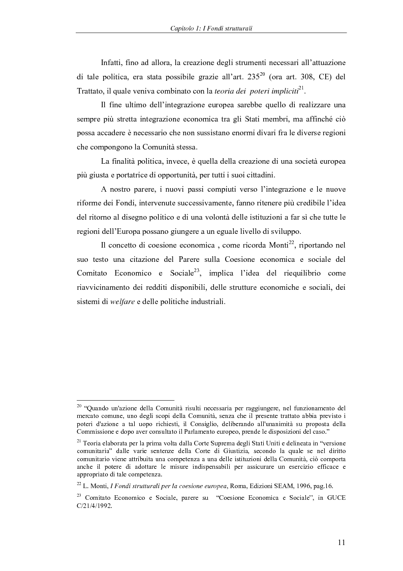 Anteprima della tesi: I Fondi strutturali: norme e procedure di utilizzo con particolare riferimento alla Regione Sardegna, Pagina 11