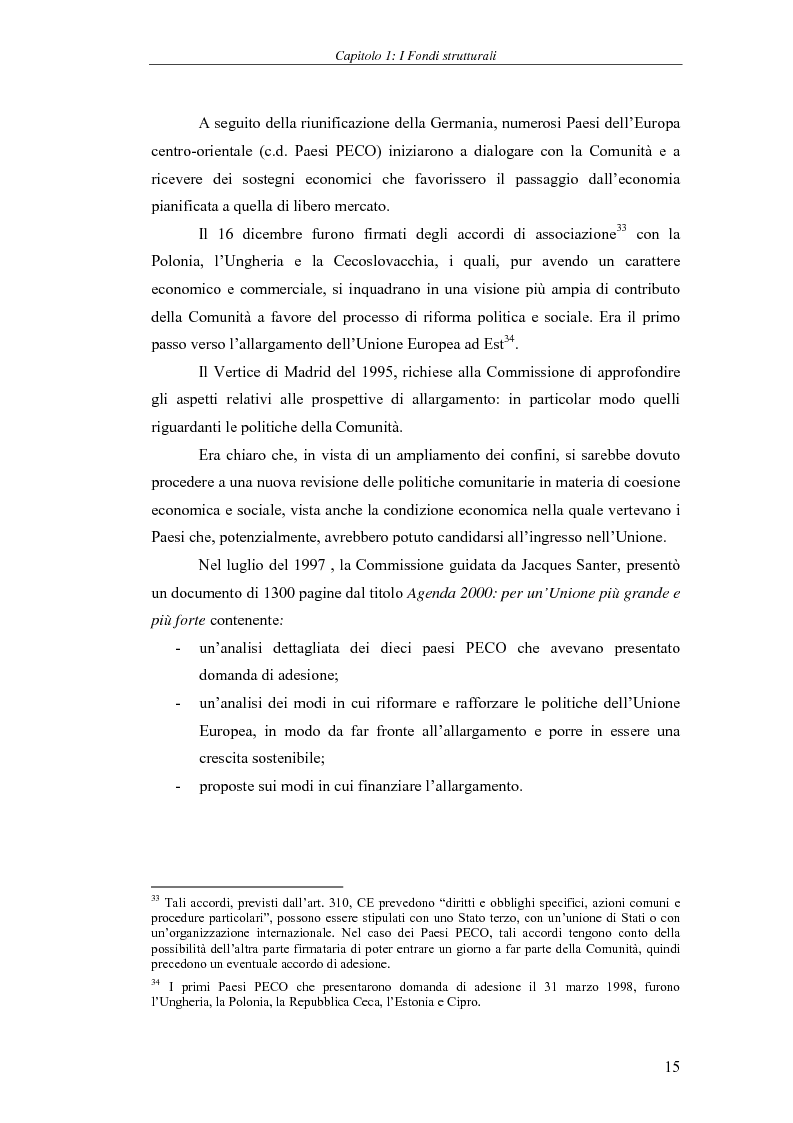Anteprima della tesi: I Fondi strutturali: norme e procedure di utilizzo con particolare riferimento alla Regione Sardegna, Pagina 15